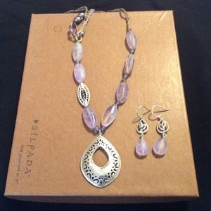 Silpada Amethyst necklace and matching earrings